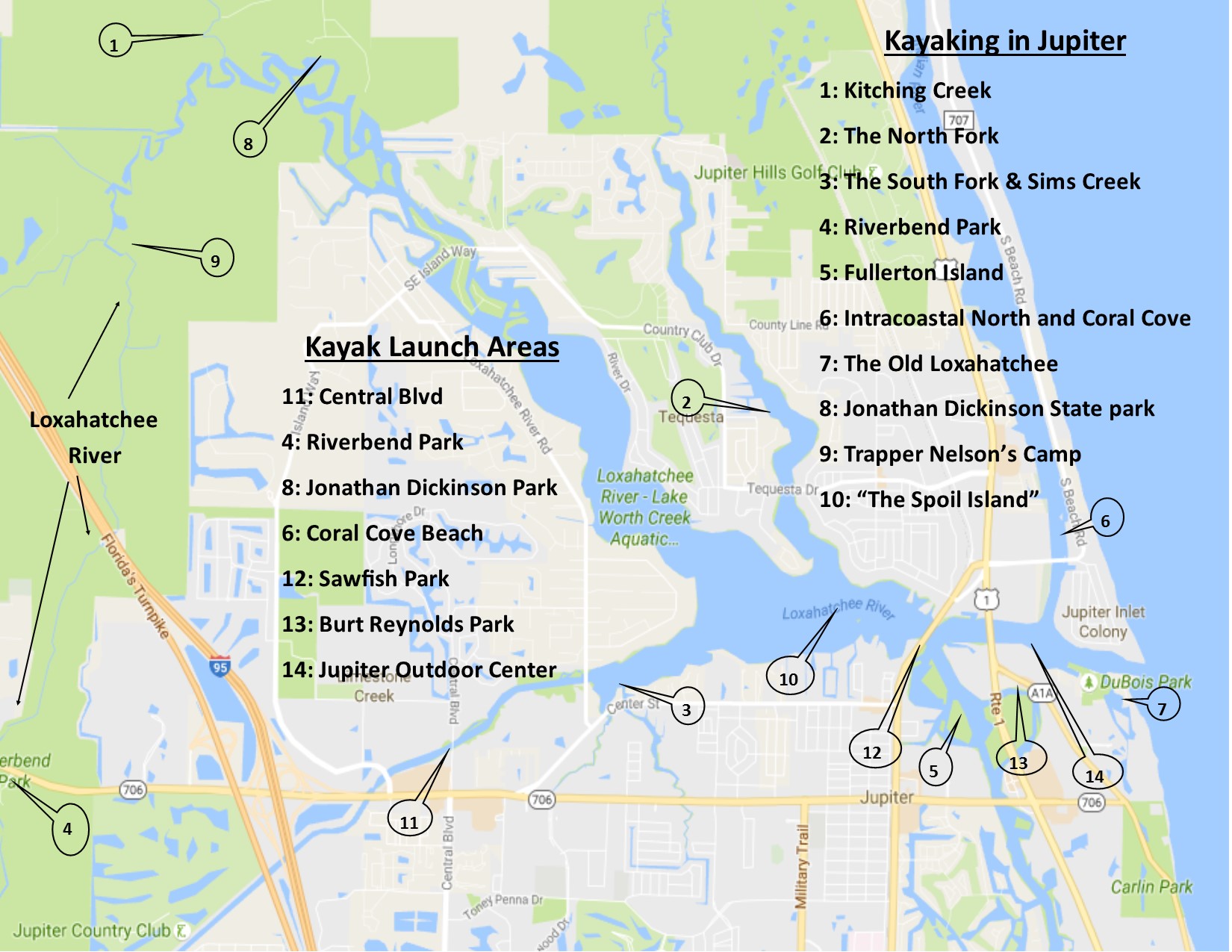 Places to Kayak Jupiter